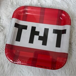 Minecraft TNT Themed Red Party Plates